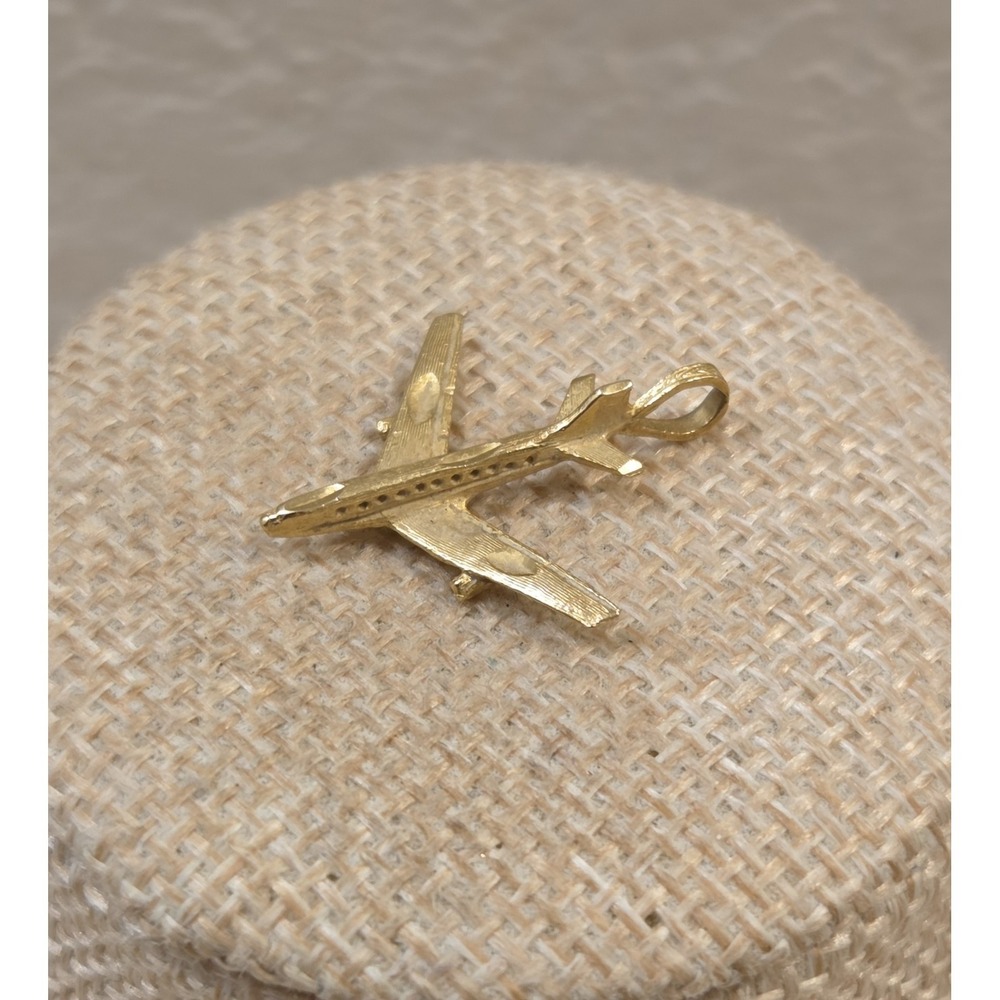 Gold Airplane Pendant Necklace Charm - Women Jewelry